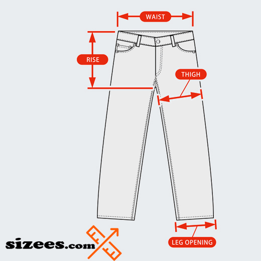 Men's pants sizes - jeans size conversion - Sizees