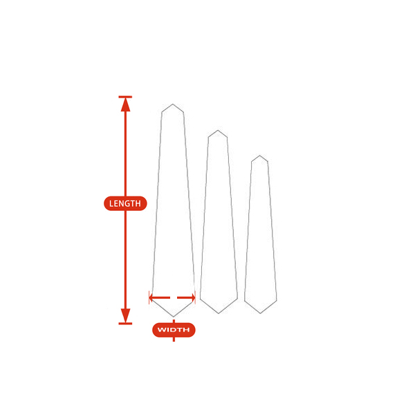 Tie size chart - Widths and Lengths - Sizees